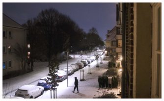 Sonntagabend Schnee in Bielefeld